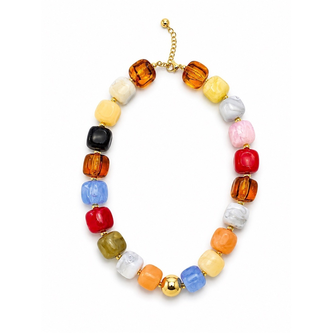 NWT Colorful Resin Statement Necklace | Chunky Multicolor Acrylic