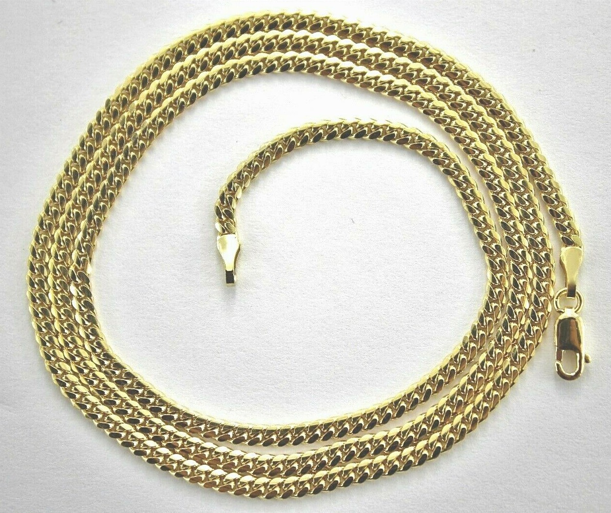 10K Solid Yellow Gold Miami Cuban Link Chain Necklace Width 2.5mm Size 18″~30″