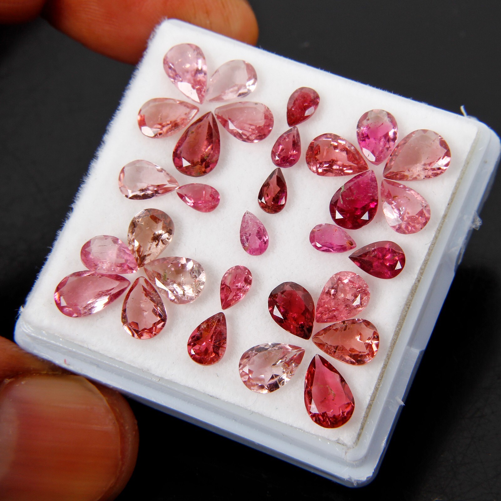Certified 13.90 Cts/30 Pcs Natural Pink Rubellite Tourmaline Pear Cut 5-7mm Gems