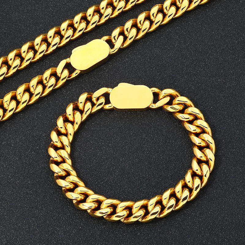 Fashion Mens Cuban Link Chain Stainless Steel Necklace Hip Hop Jewelry for Men