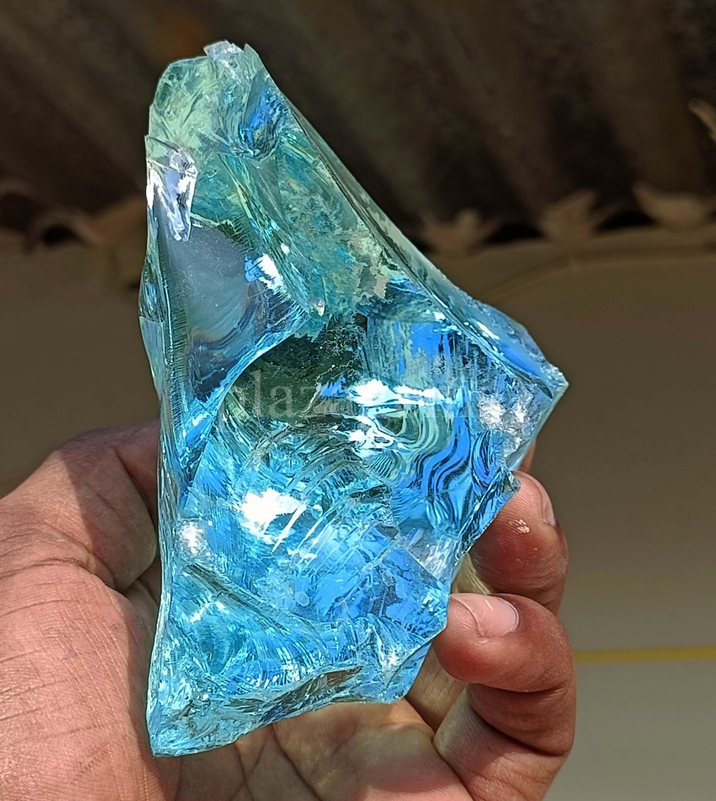EGL 3094 Ct Natural Aquamarine Rough Transparent Uncut Gemstone 130X94 MM ” 5OSI