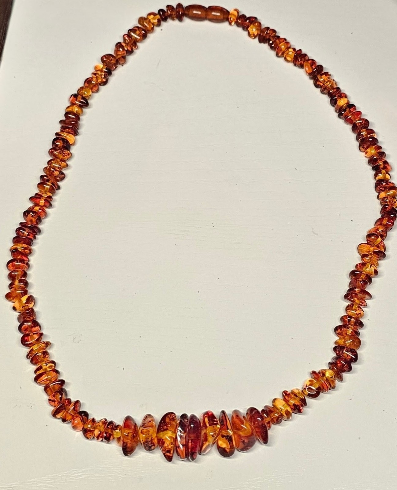 24 1/2″ Baltic Amber Necklace With Twist Closure Assorted Sizes Of Amber.
