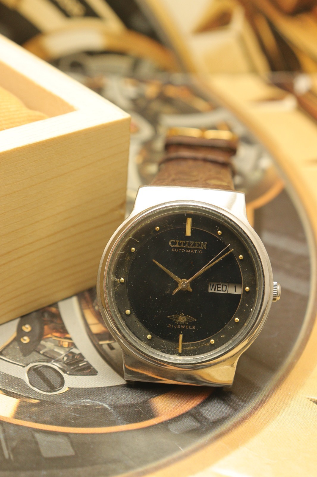 Vintage Citizen Automatic Black Dial Wrist Watch For Men’s Japan Movement 8200.