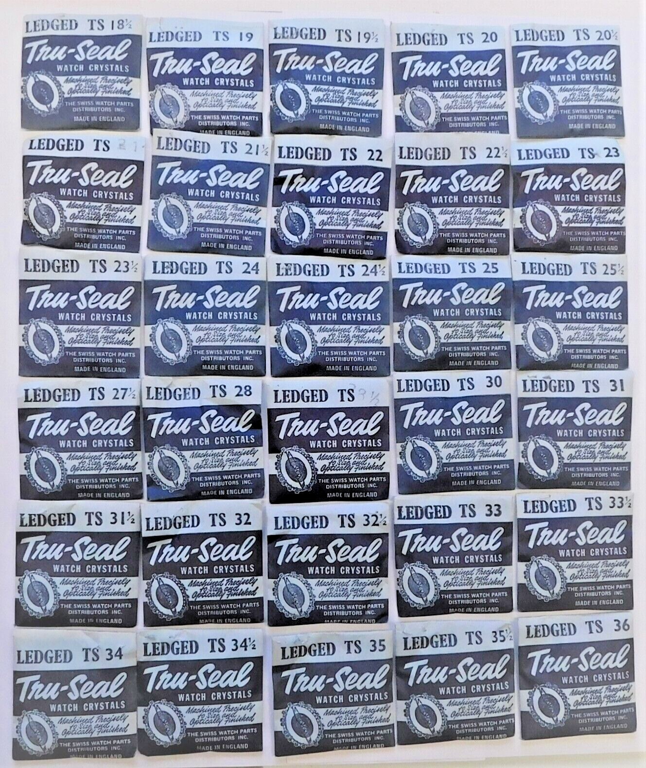 Tru Seal waterproof ledged watch crystal sizes 24.4 to 35.5mm x 1 piece