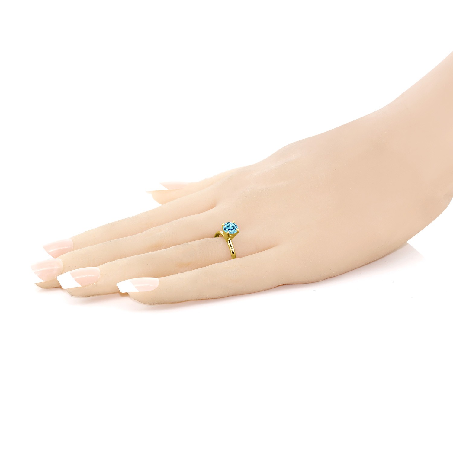 0.82 Ct Round Blue Apatite 14K Yellow Gold Ring
