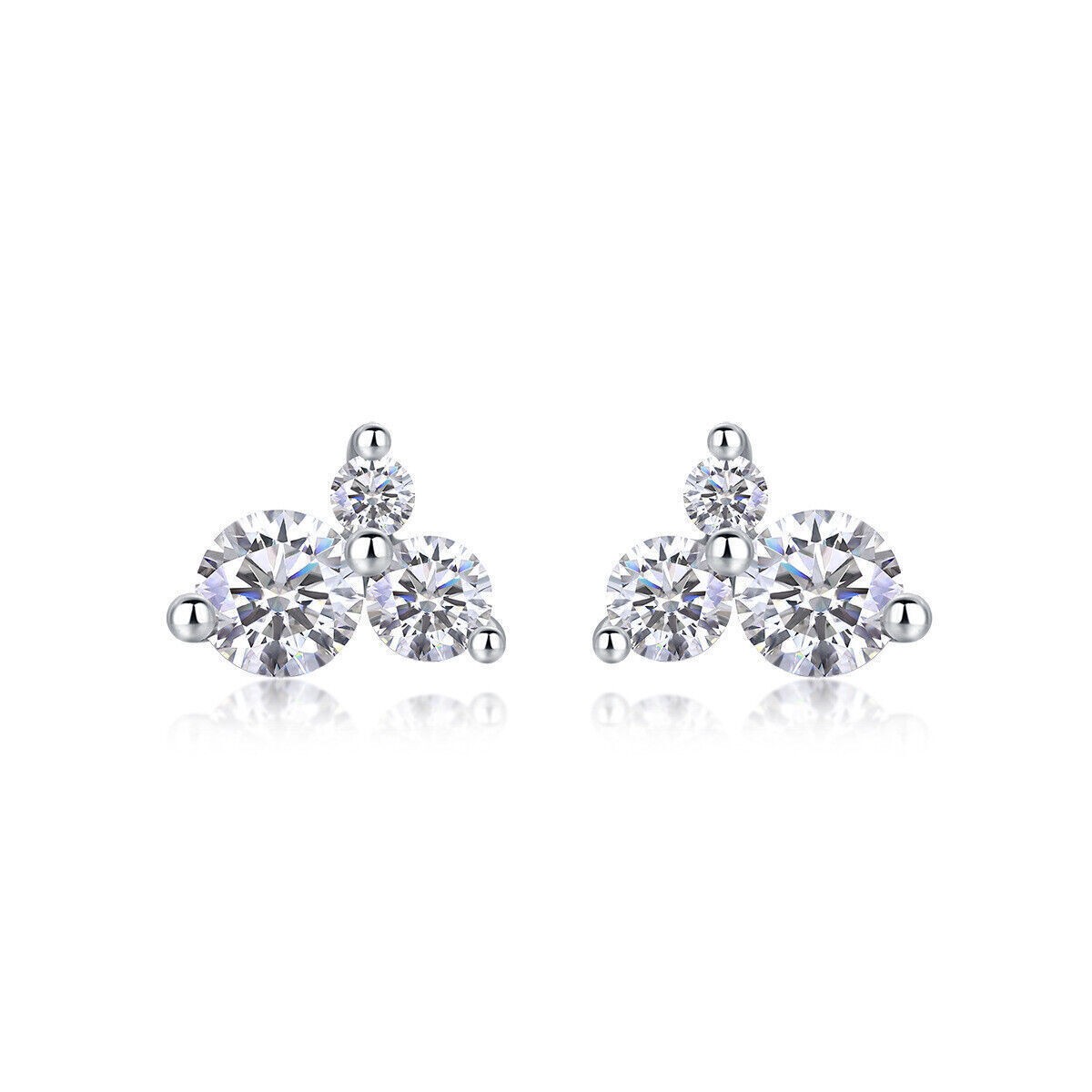 2/3/4mm Moissanite Stud Earrings 925 Sterling Silver GRA Certified D Color VVS1