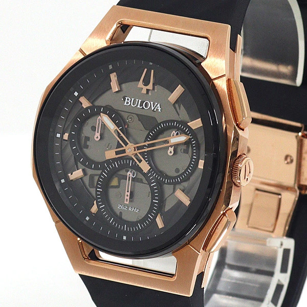 Bulova Men’s CURV 98A185 Quartz Chronograph SS Silicone Rubber Watch From Japan