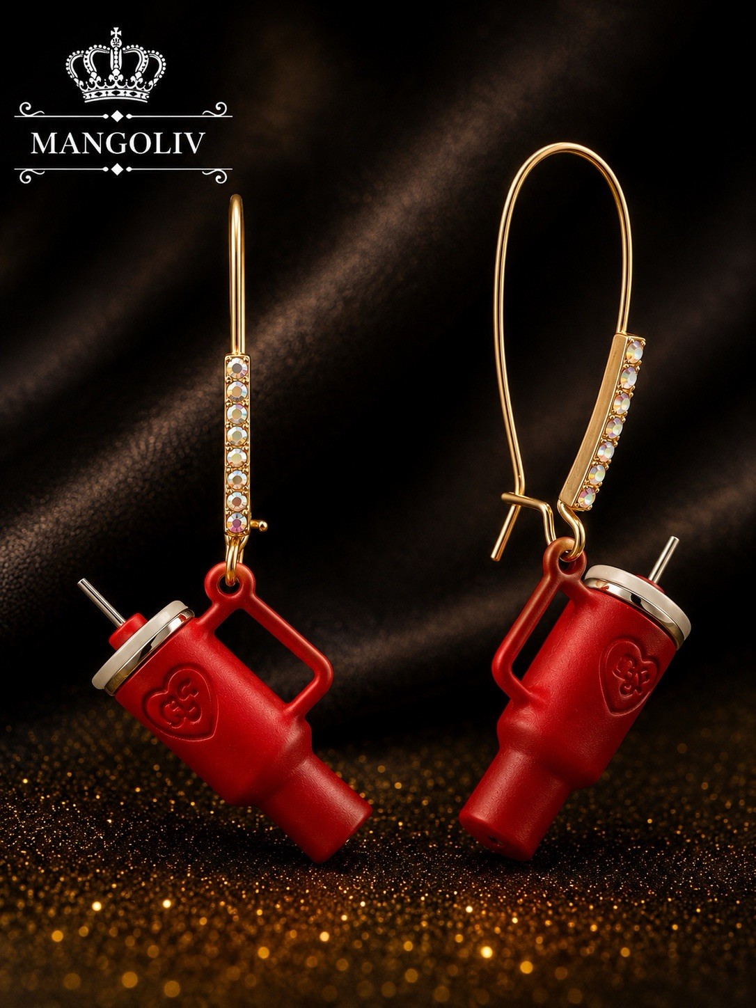 NWT Betsey Johnson Red Tumbler Cup Stanley Cups Dangle Earrings