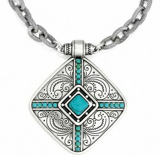 NWT Brighton PRIMROSE Silver Turquoise Howlite Pendant Necklace MSRP $70