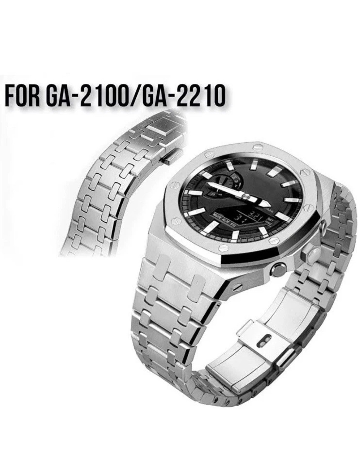 Mod Kit Fits Casio G-Shock GA-2100 GA-2110 Watch Casioak Metal Case and Bracelet