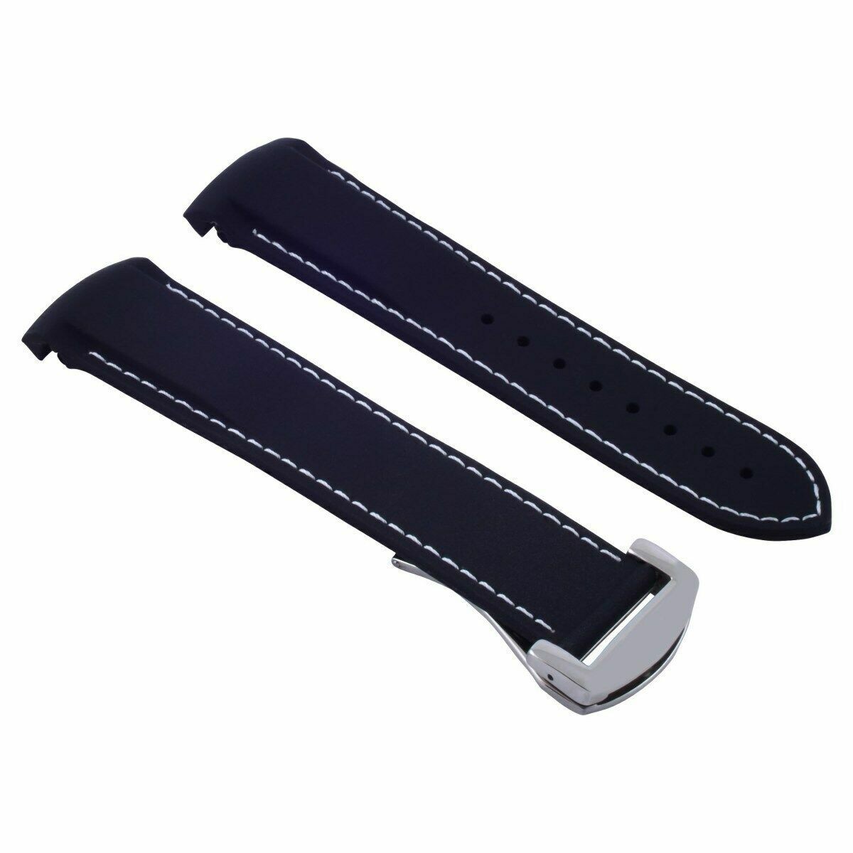 22MM RUBBER WATCH BAND STRAP FOR 45.5MM OMEGA SEAMASTER PLANET OCEAN BLACK WS