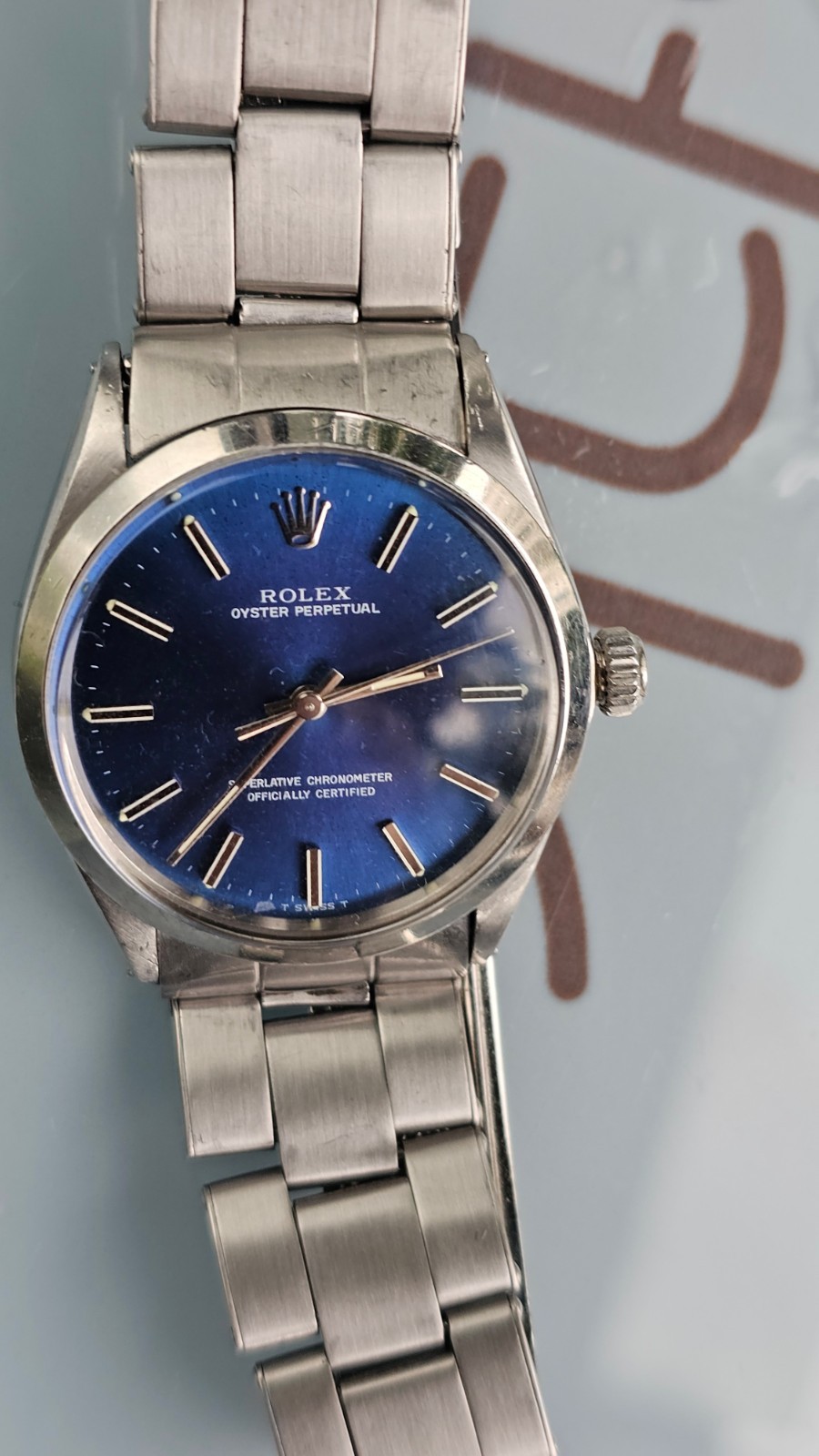Rolex Oyster Perpetual 1002 Blue Dial Men’s Automatic Watch 1969