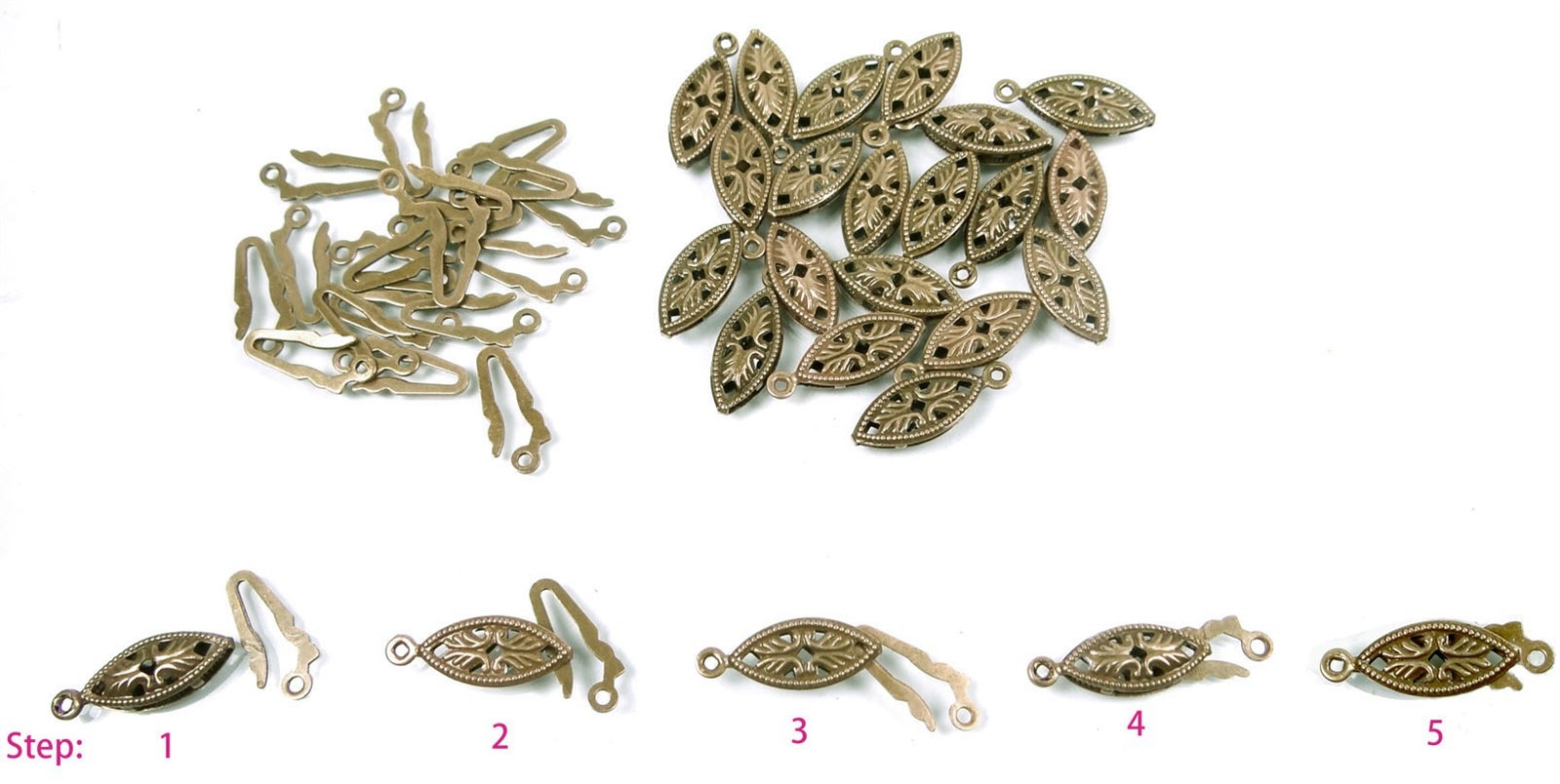 10 Antique bronze Fish Hook Clasps Filigree Horse Eye Oval Fishhook 20x6mm