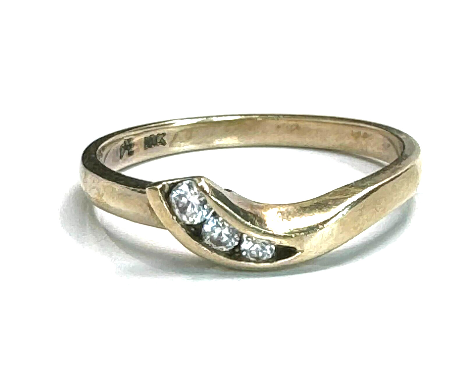 1OK YELLOW GOLD AND COLORLESS GEMS RING SIZE 7
