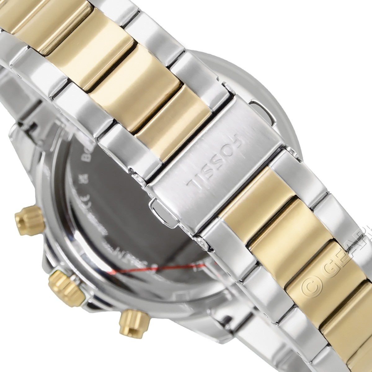 FOSSIL Bannon Mens Two-Tone Watch, Blue Dial, Silver Gold Stainless Steel Band