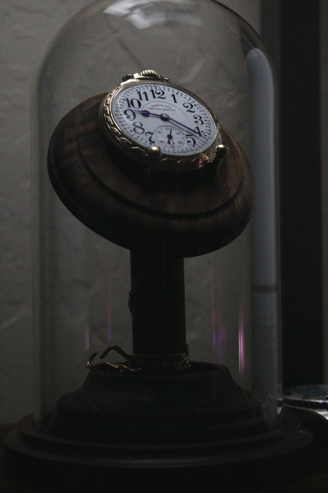 1955 Hamilton 992B 21J Gold Filled 16s Railroad Pocket Watch, Chain and Display