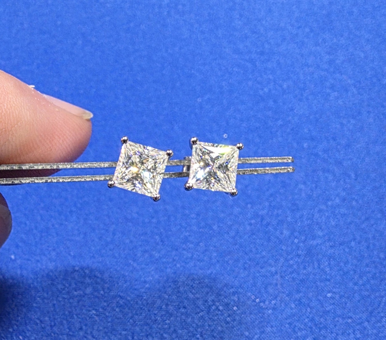 Moissanite Stud Earrings Princess Cut 925 Sterling Silver 1ct 2ct GRA New