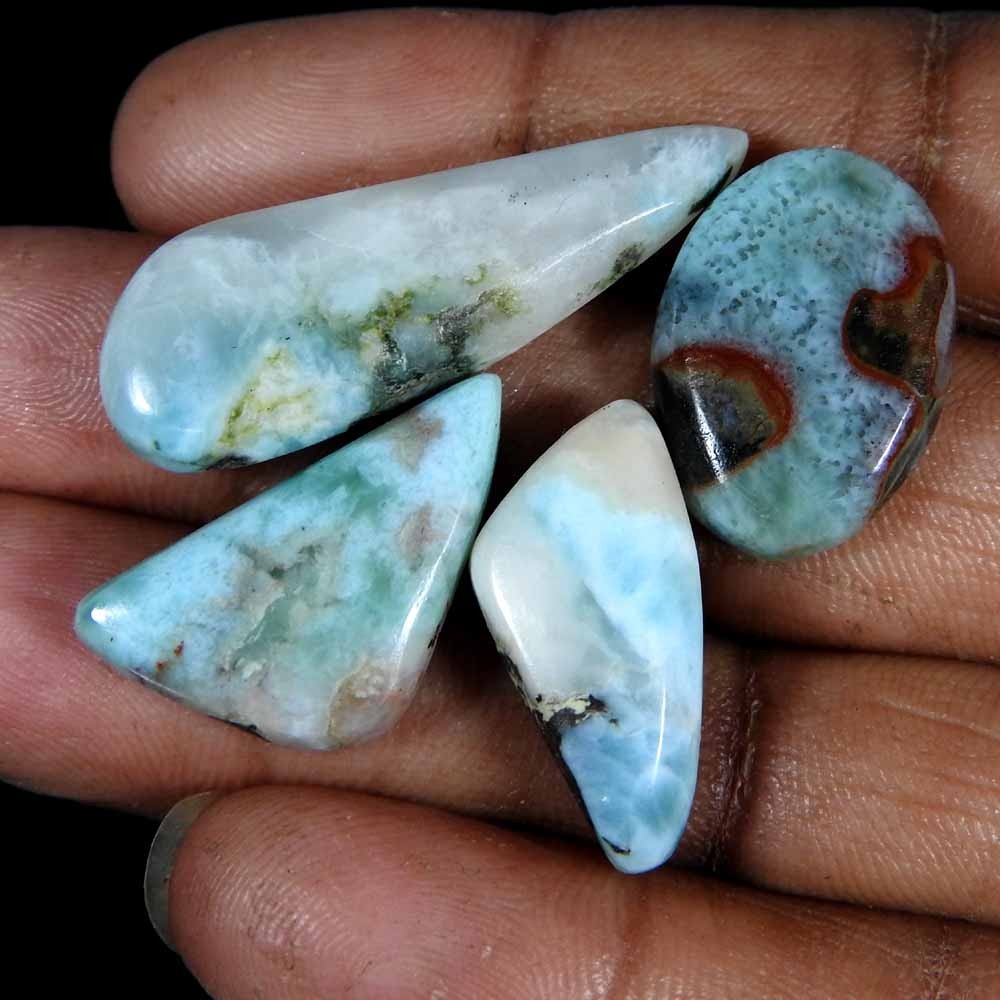 58.85Cts100%Natural Sky Blue Larimar Fancy Cabochon Loose Gemstone.lot
