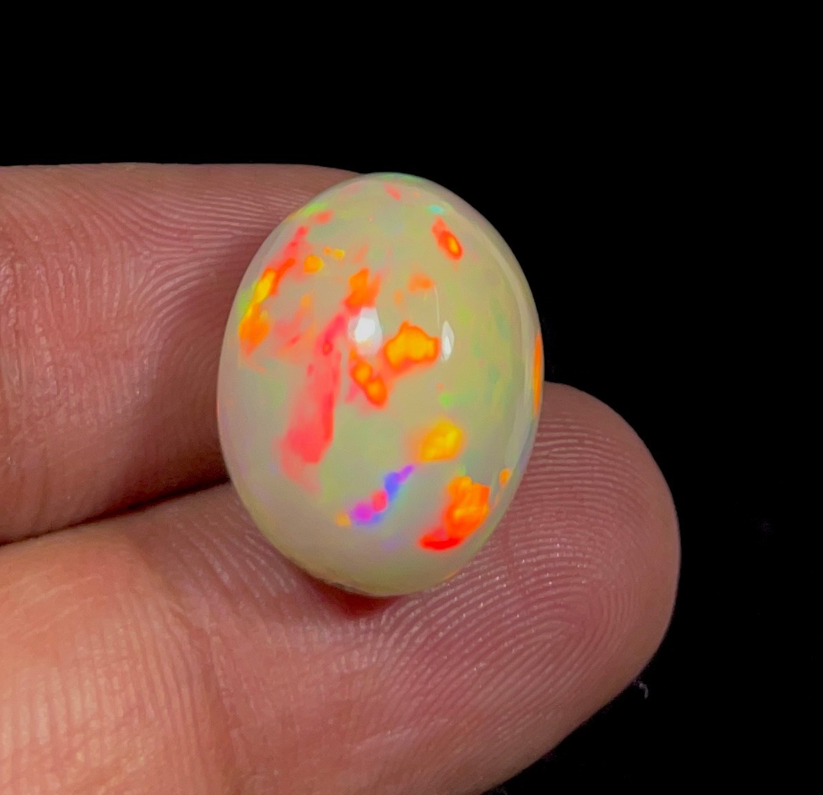 11.70 Ct Natural Ethiopian Opal Multi Fire Opal Oval Cabochon Loose Gemstone