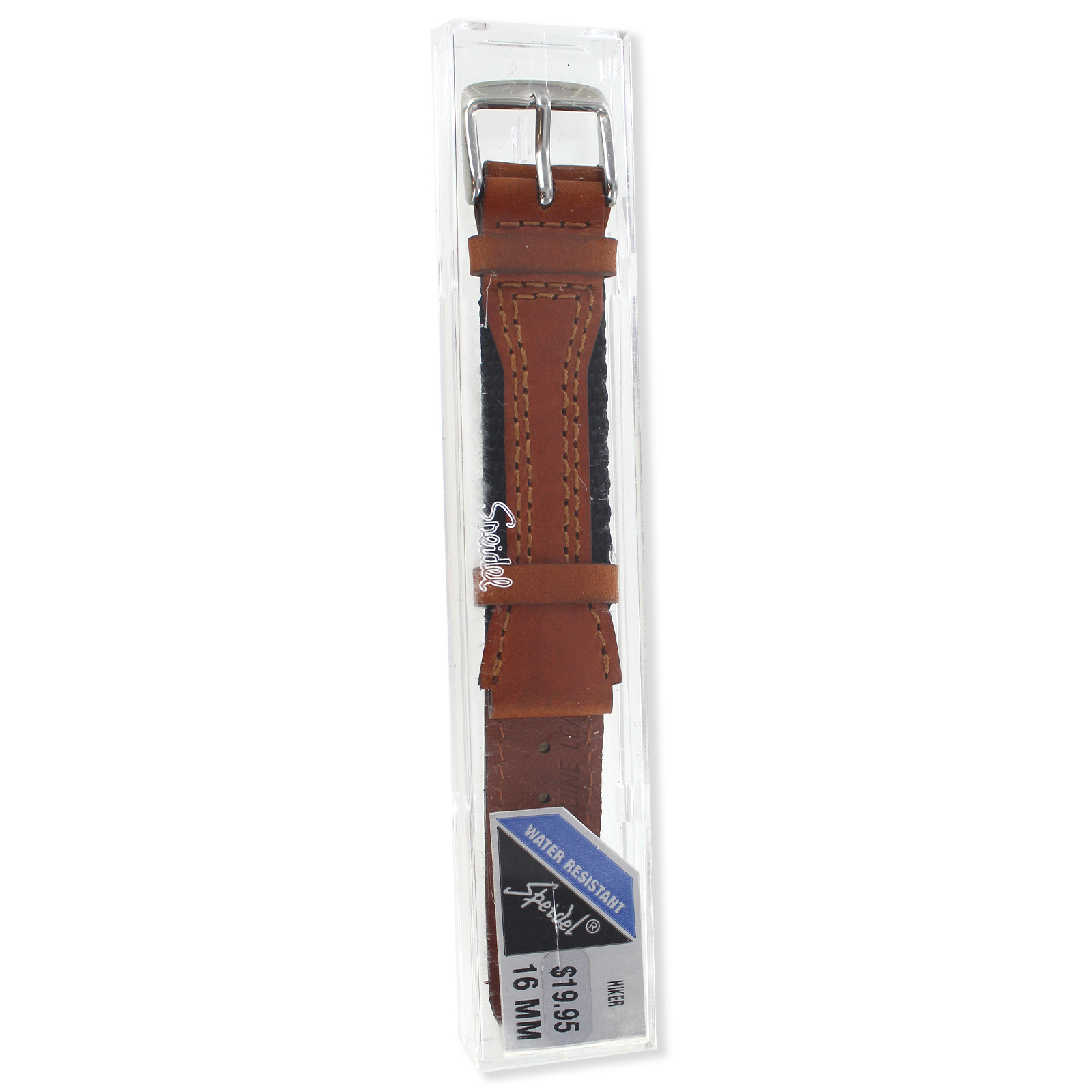16mm Speidel Hiker Swiss Army Black Nylon Honey Tan Genuine Leather Watch Band