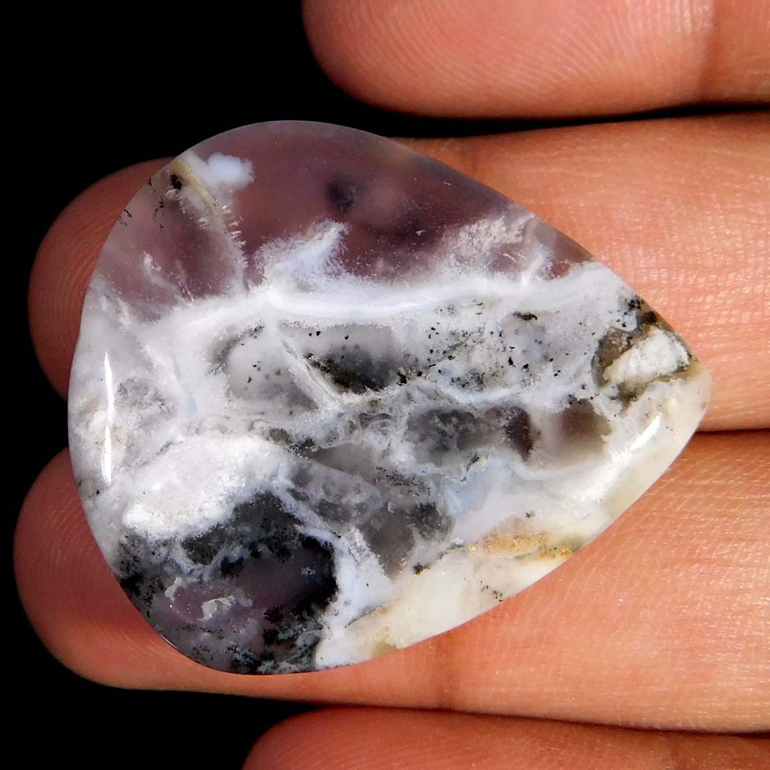 43.40Cts. Natural Gorgeous Dendritic Opal Pear Cabochon Reiki Healing Gemstone