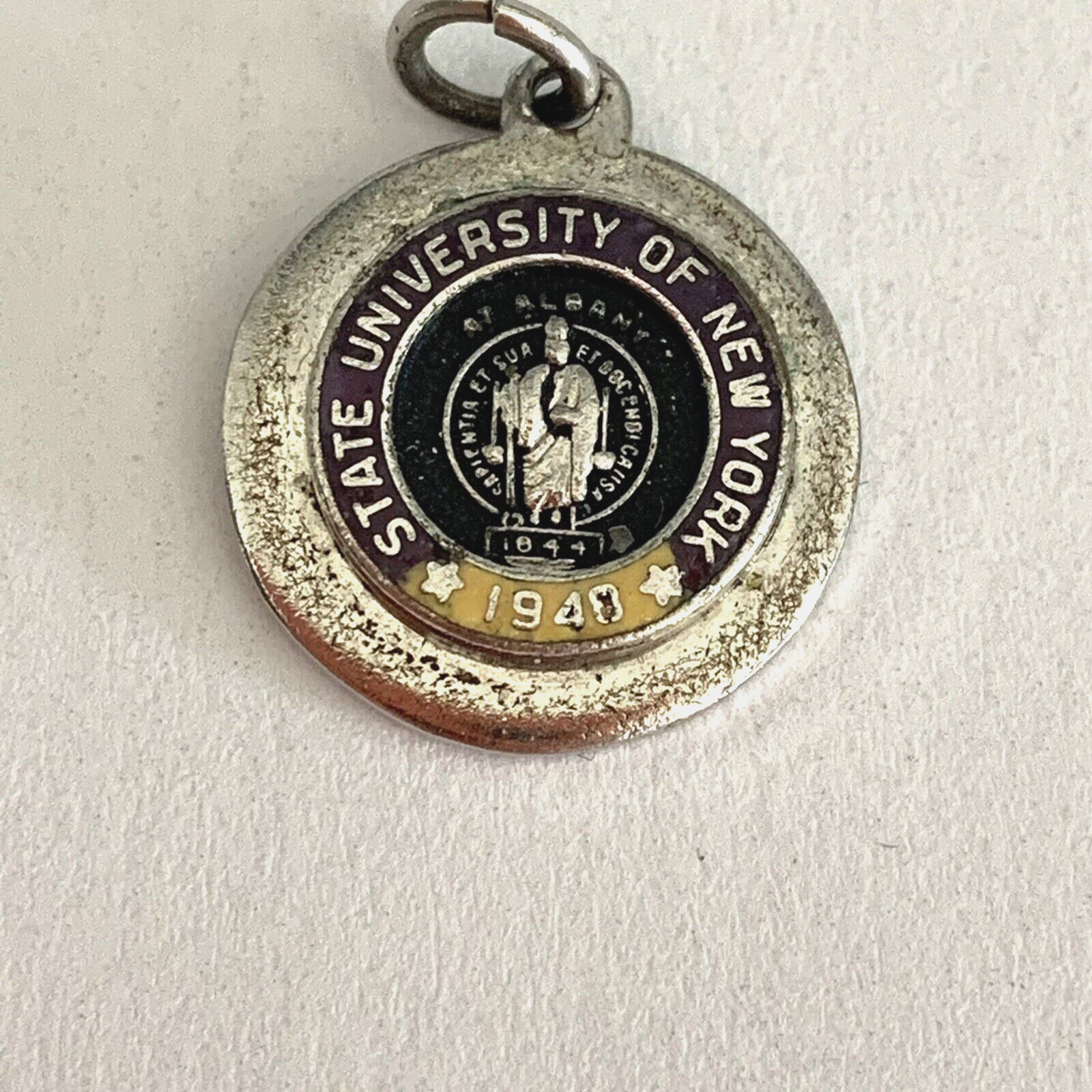 VTG enamel State University of New York sterling Kinney Silver charm engraved