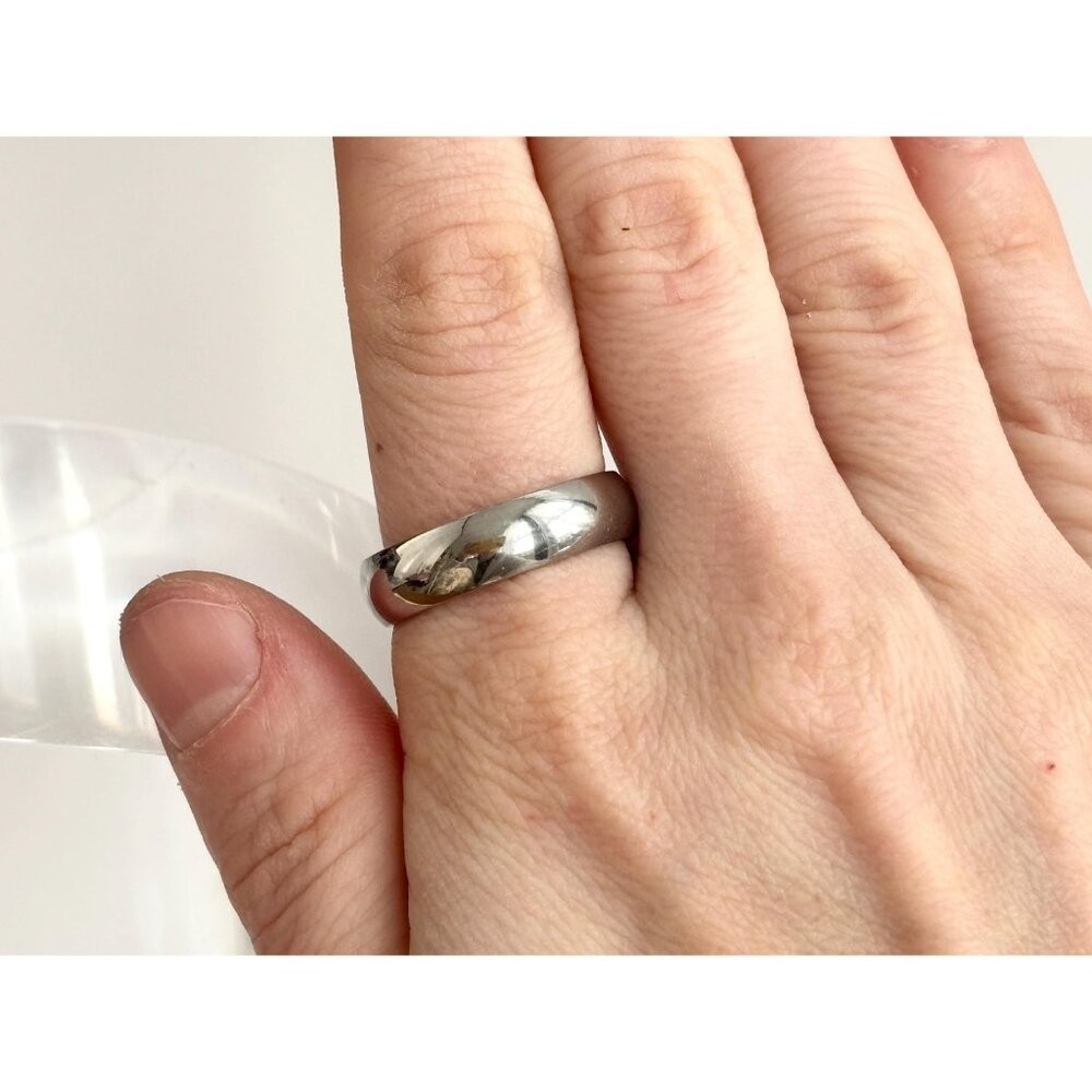 Pure Stainless Steel Unisex Band Minimalist Vintage Ring – sz 10
