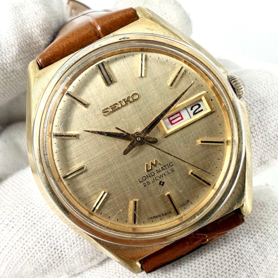 New Belt Working SEIKO Lord Matic 5606 7010 Wristwatch