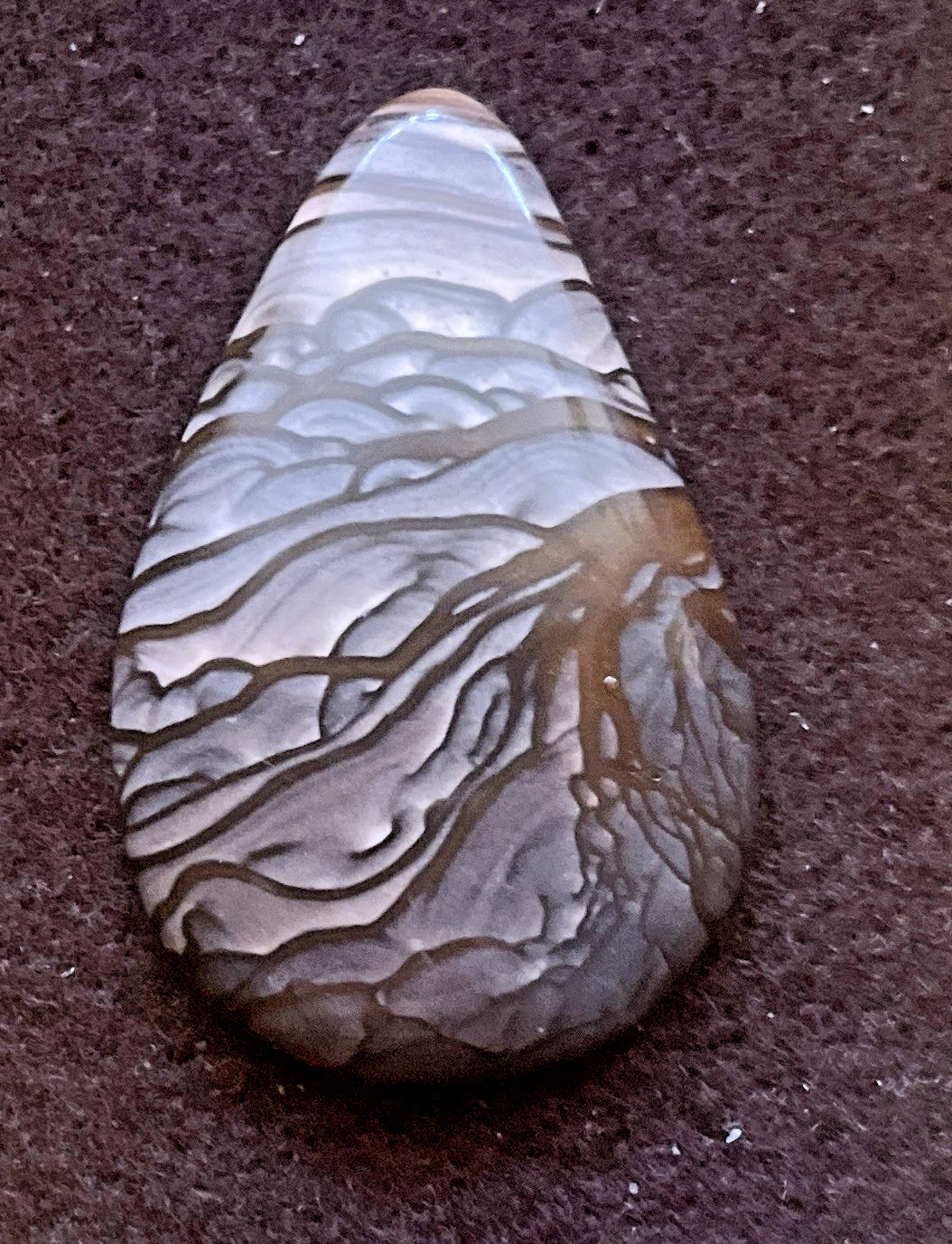 50x32x7mm Blue Biggs Jasper Cabochon Pear Oregon 1-5/8×1-1/4×1/4″ Roots Rhyolite