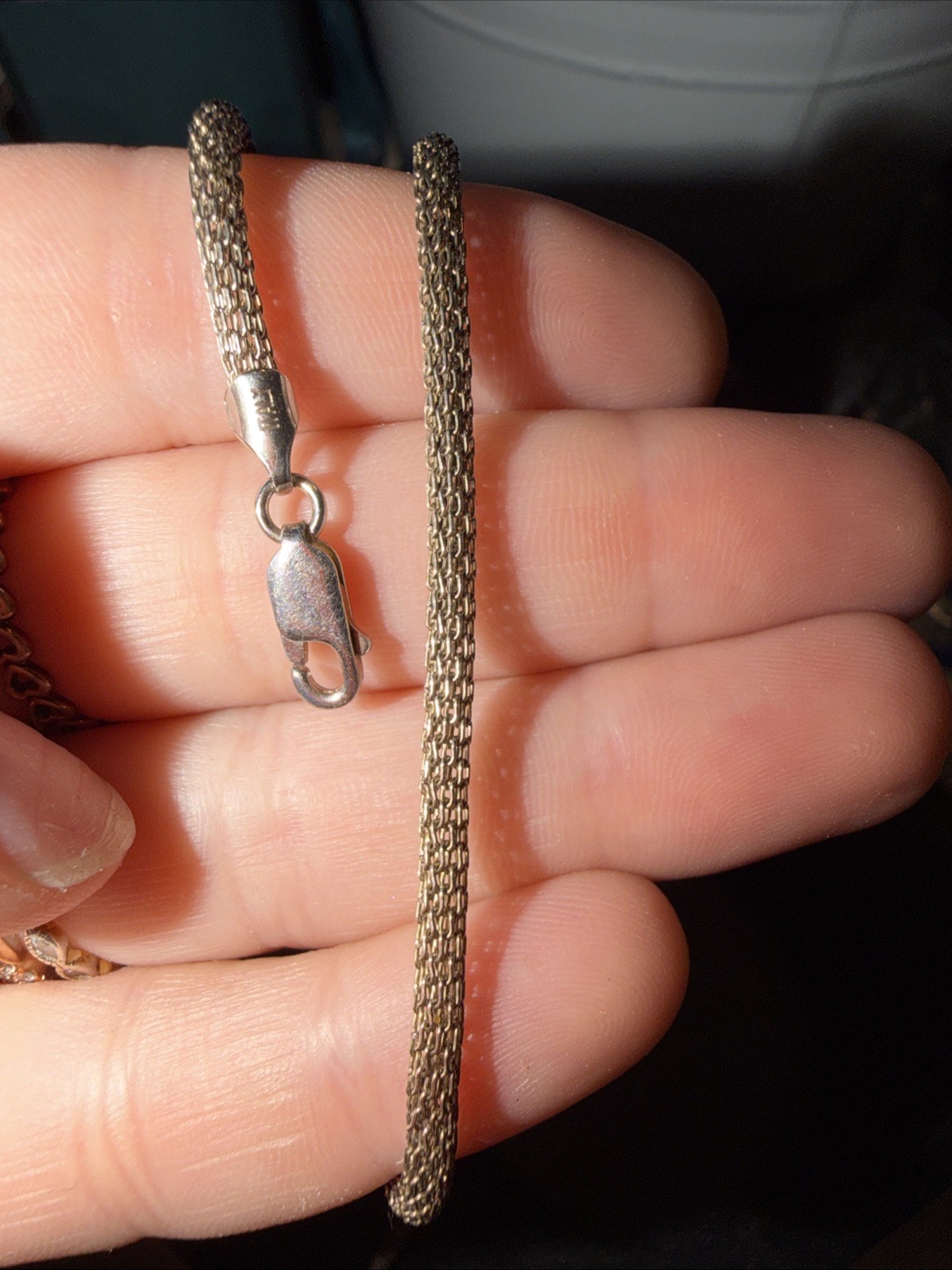 Sterling Silver Mesh Popcorn Weave Collar Necklace