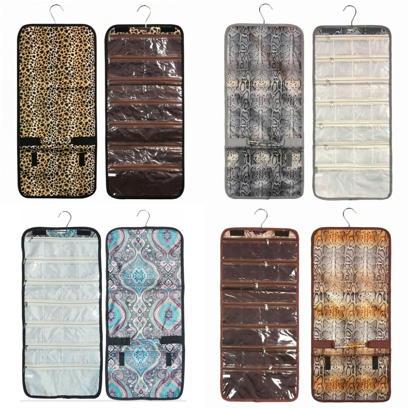 Jewelry Hanging Travel Organizer Jewelry Roll Up Bag Case Storage Holder Zippers