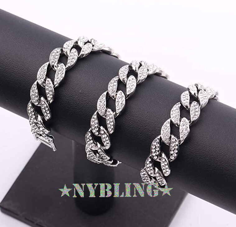 16MM ICED Miami Cuban Choker Chain Necklace or Bracelet Mens Plated CZ Jewelry