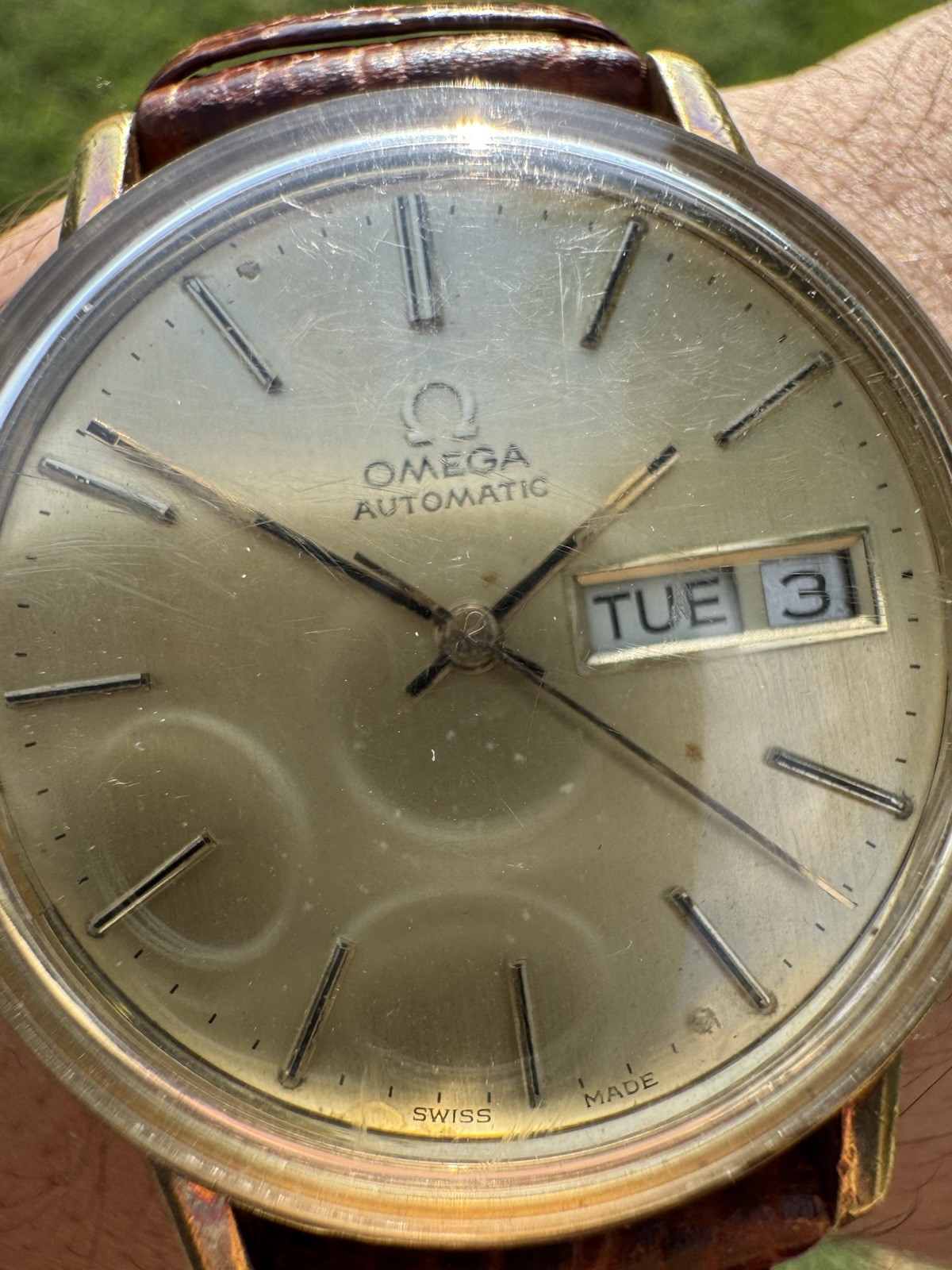 Vintage OMEGA Seamaster Day Date Gold Plated Auto Men’s Watch Authentic