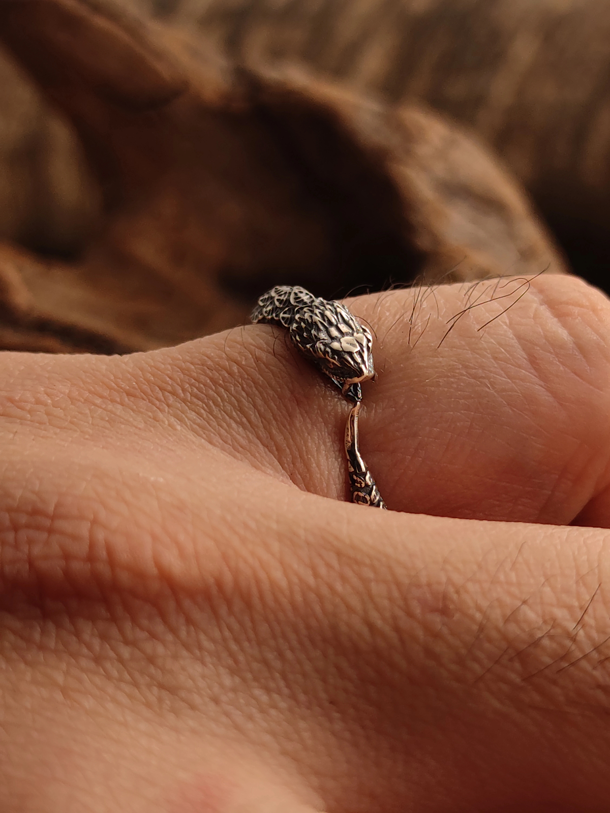 NIGHT WORKS Ouroboros S925 Silver Retro Texture Adjustable Ring for 7-9 Size