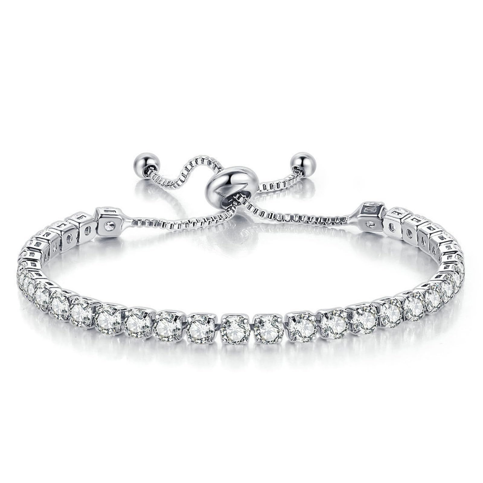 14K Gold Adjustable Tennis Bracelet with Colorful Rhinestones