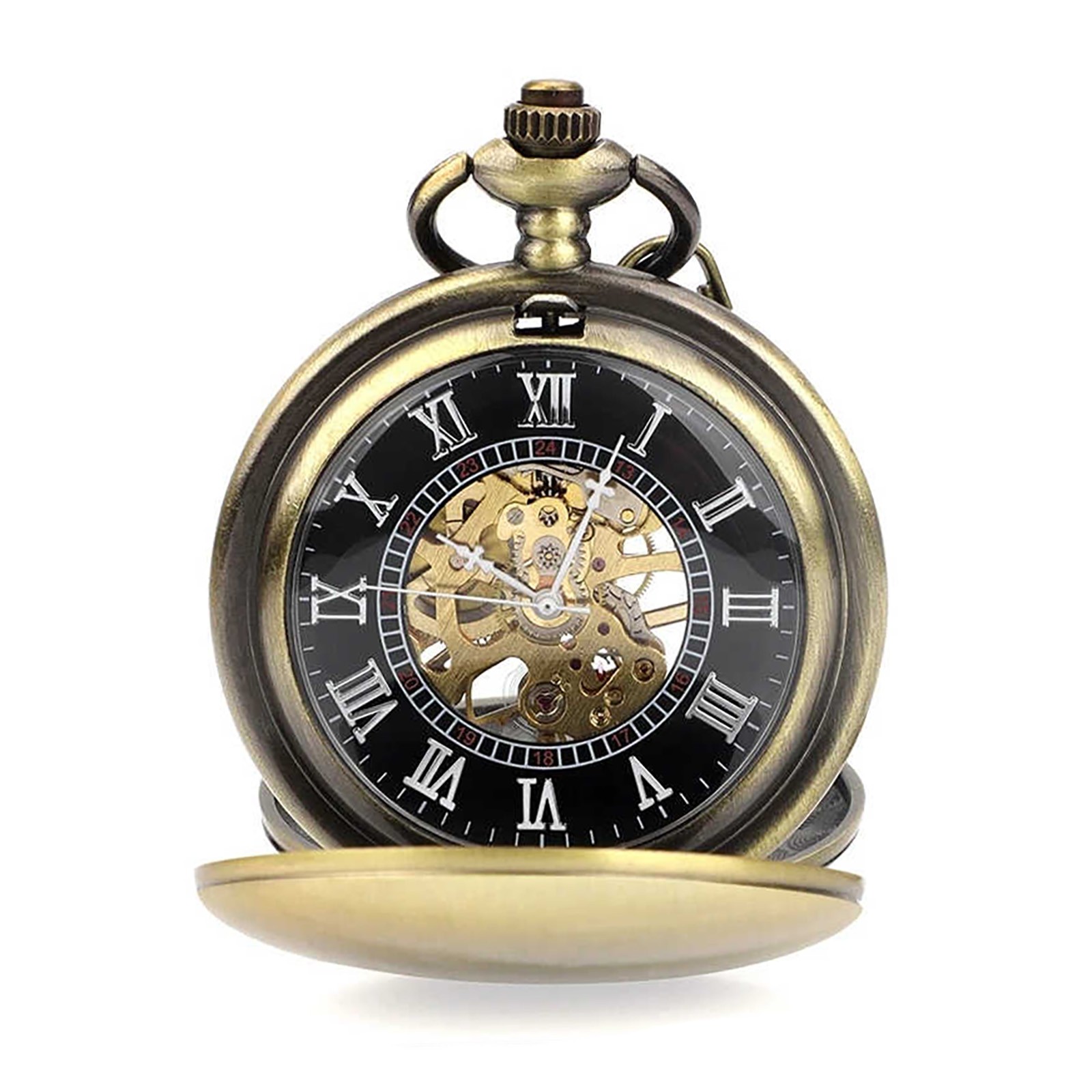 1Pc Portable Zinc Alloy Mechanical Vintage Pocket Watch Ideal Gift For Men
