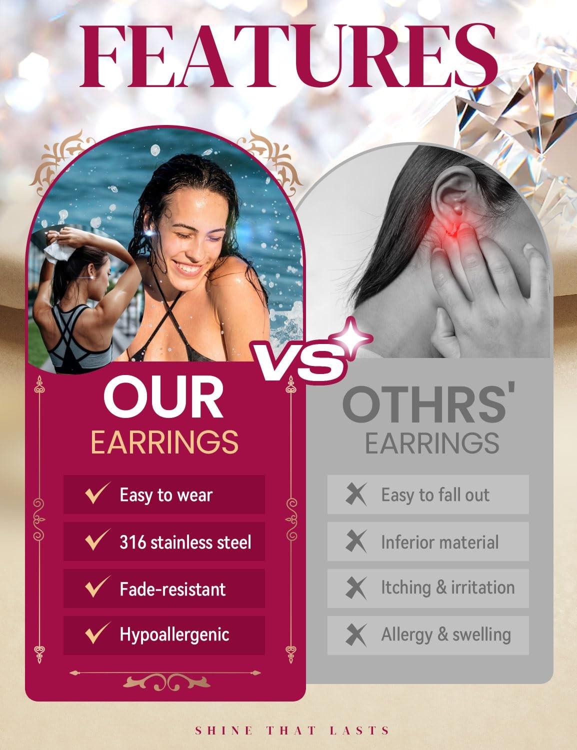 10 & 14 Pairs Hypoallergenic 14K Gold Plated Flat Back Earrings Hoops for Wom…