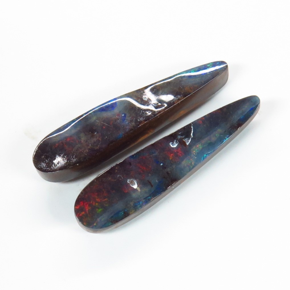 Australian Boulder Opal Earring Pair 4.41ct Natural Queensland Stone
