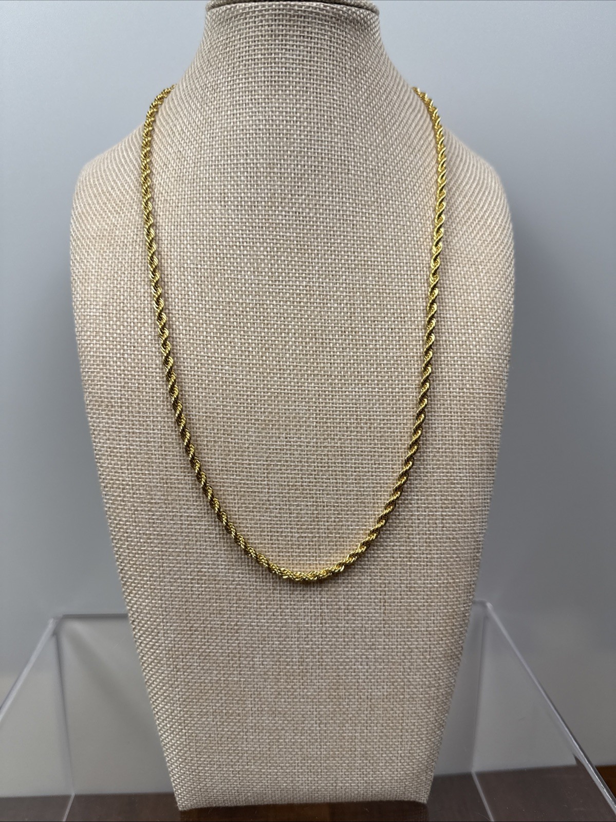 24 Inch Gold Tone Rope Necklace. 1/8 Inch Thick. E5