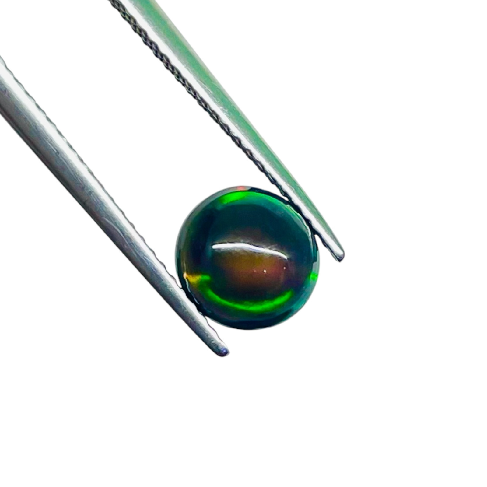 1.00 Ct Natural Ethiopian Black Opal 7.7 Round Flashy Loose Cabochon Gemstone