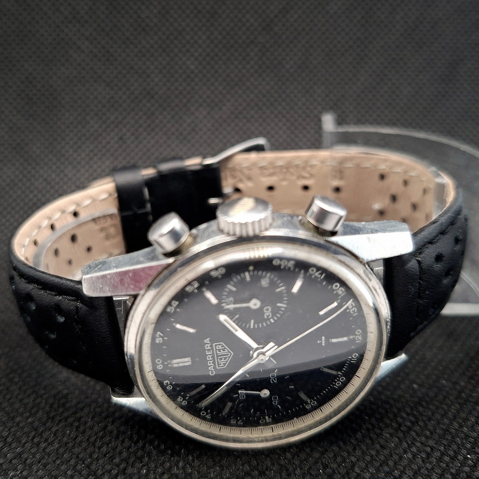 HEUER Carrera 45 Tachy ref.3647N 1st exec vintage 1965 Chronograph Valjoux 92