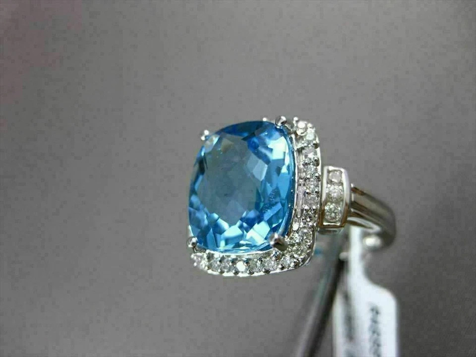 3.00 Ct Radiant Cut Natural Topaz & Diamond Wedding Ring 925 Sterling Silver