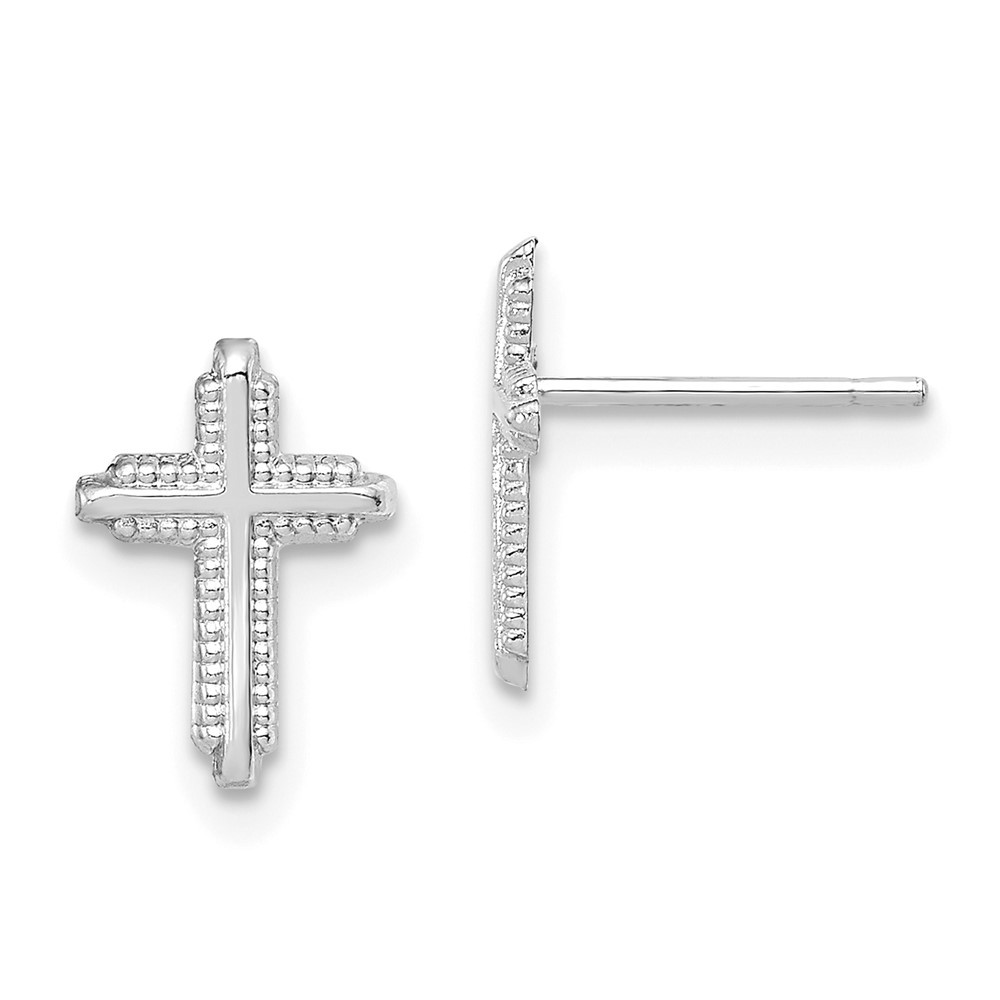 10K White Gold Polished Cross Earrings 0.27 g