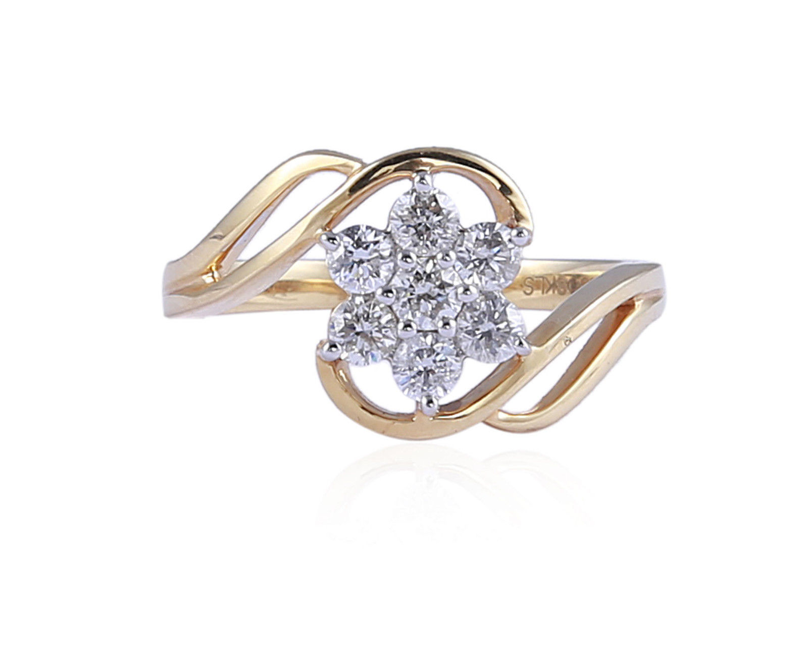 Pave 0.55 Cts Round Brilliant Cut Diamonds Engagement Ring In 750 Fine 18K Gold