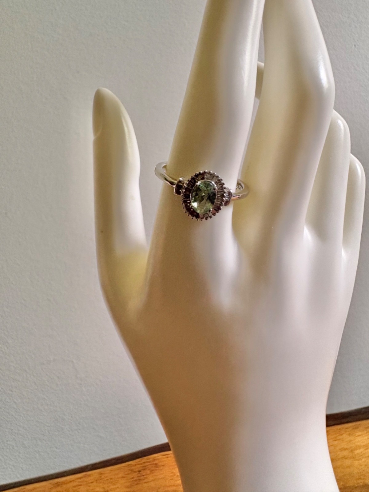 14K White Gold AAA Alexandrite, Diamond (.30 c) Halo Ring – Size 10 (1.15 ctw.)