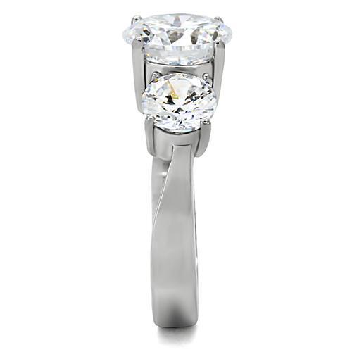 Women’s 3 Round Stone cz Stainless Steel Anniversary Engagement Band PPF Ring