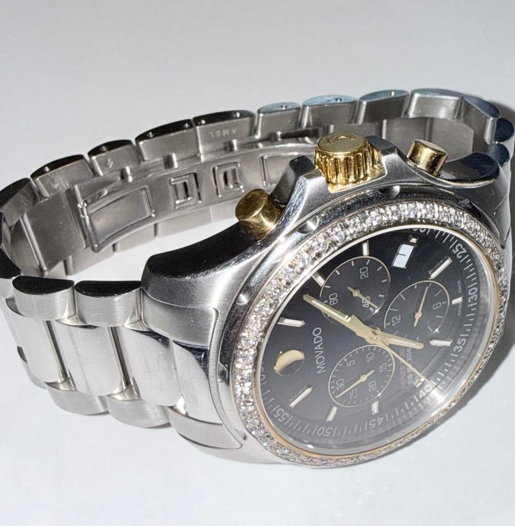 MOVADO MENS SERIES 800 TWO TONE SUB SEA CHRONO LAB GROWN DIAMOND WATCH