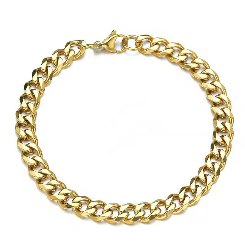 Men’s Chain 7mm Stainless Steel Bracelet Silver Curb Cuban