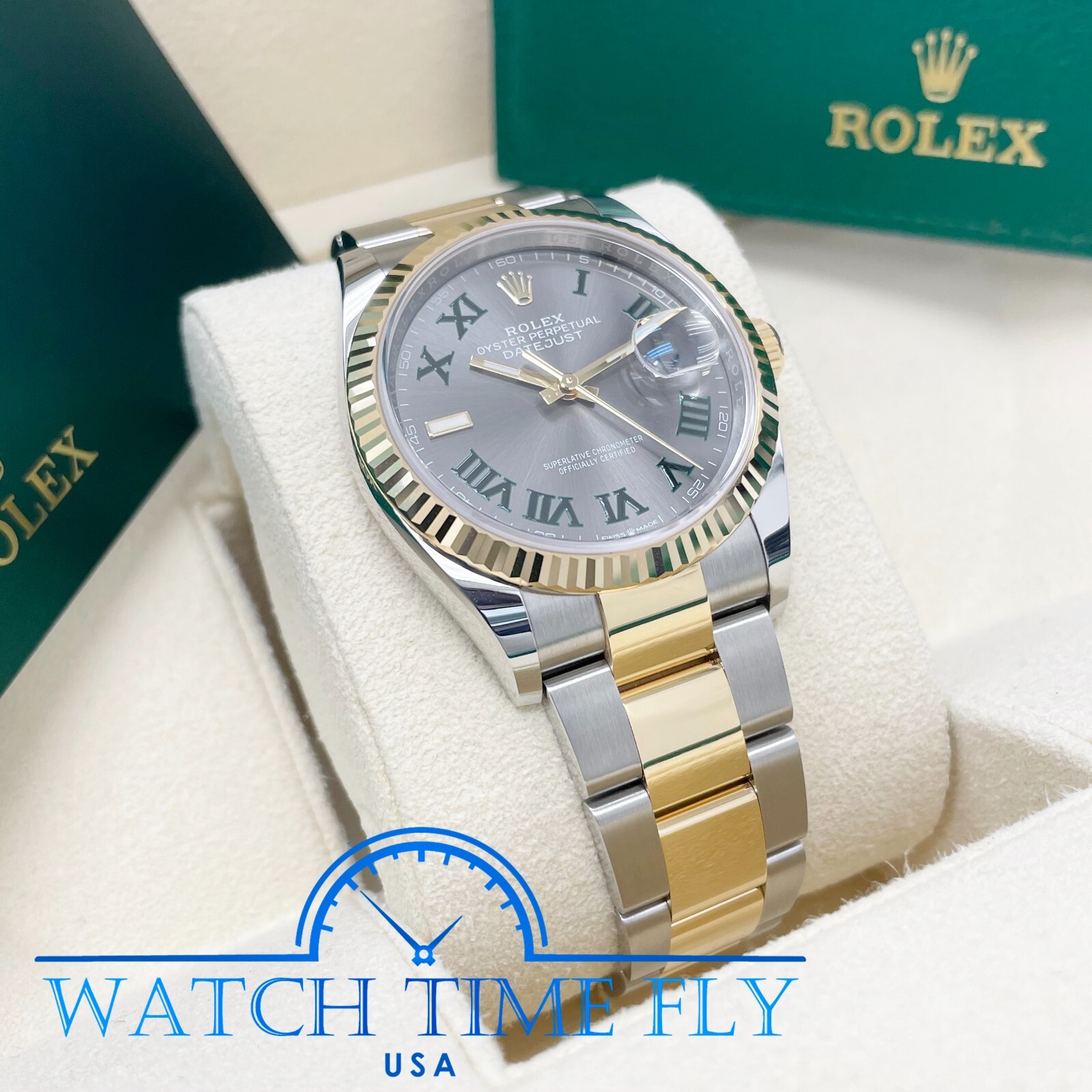 Rolex 126233 Datejust 36mm Two-Tone Steel/Yellow Gold Fluted Bezel Wimbledon