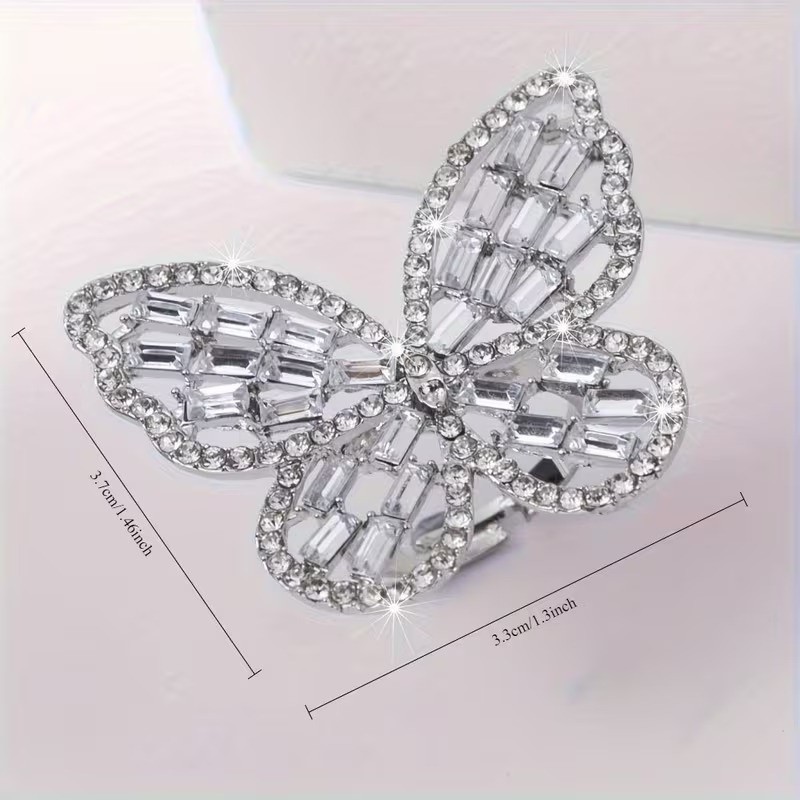 Elegant 925 Sterling Silver Charms Unique Butterfly Open Ring One Size Fit All